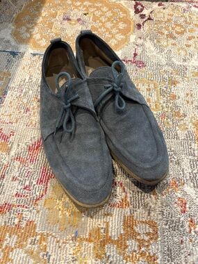 Burberry Men's Slate Blue Suede Derby Shoes